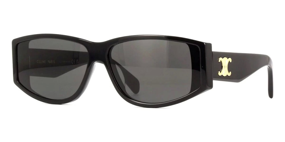 Celine CL40227U - 01A - 63 Lunettes de soleil Noir, Or Angulaire