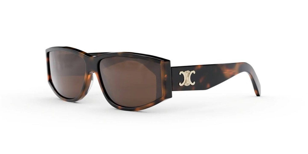 Celine CL40227U - 53E - 63 Lunettes de soleil Marron, À motifs, Or Angulaire