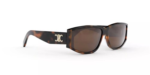 Celine CL40227U - 53E - 63 Lunettes de soleil Marron, À motifs, Or Angulaire