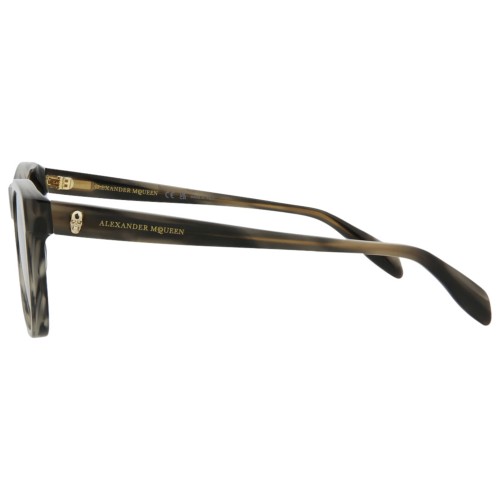 Alexander McQueen AM0158S - 004 - 54 Lunettes de soleil Noir fumé / gris graphite translucide Angulaire