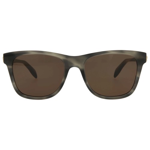 Alexander McQueen AM0158S - 004 - 54 Lunettes de soleil Noir fumé / gris graphite translucide Angulaire