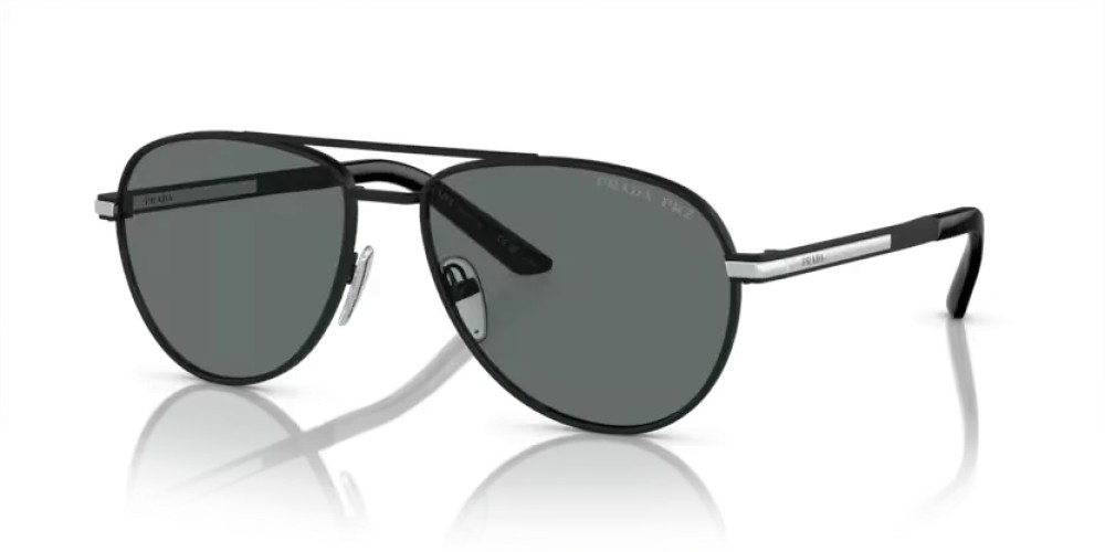 PRADA PR A54S - 1BO5Z1 - 60 - AVEC DES VERRES POLARISÉS Lunettes de soleil Noir mat Pilote (Aviateur)