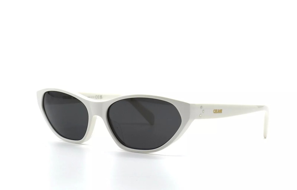 Celine CL40251U - 25A - 57 Lunettes de soleil Blanc Œil de chat
