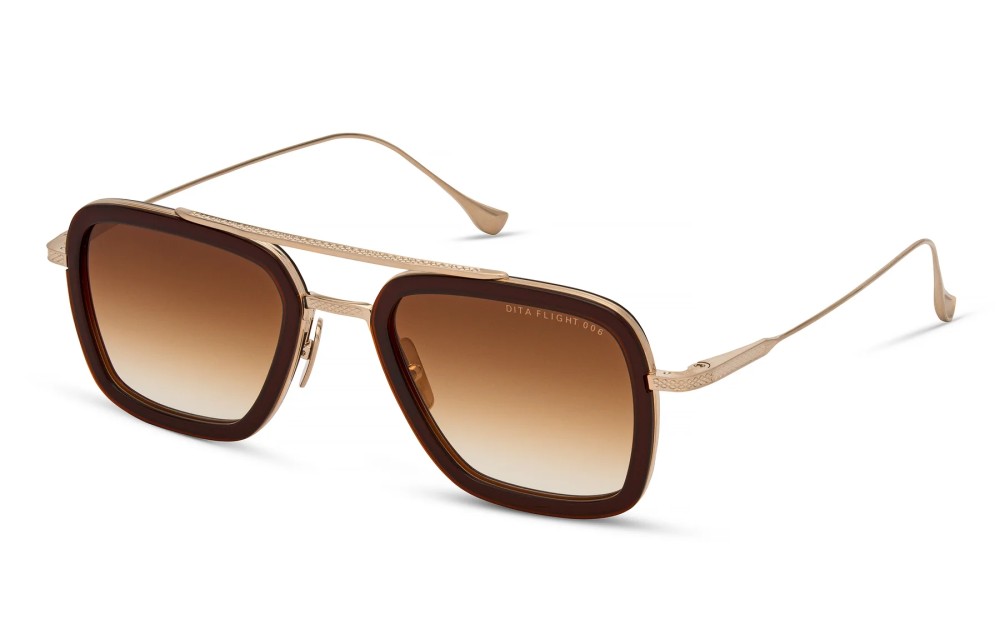 Dita FLIGHT.006 7806 - W - 52 Lunettes de soleil Root beer - or blanc vieilli Pilote (Aviateur)