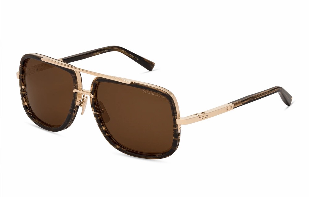 Dita MACH ONE DRX-2030 TITANIUM - Y - 59 Lunettes de soleil Or blanc - bois brûlé Pilote (Aviateur)