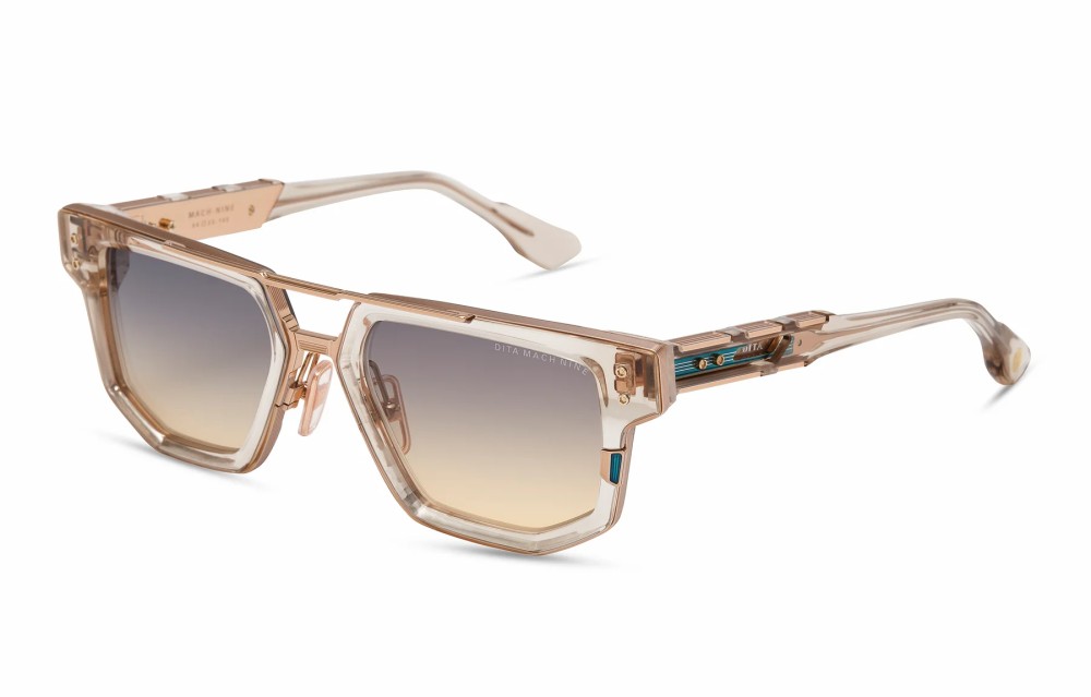 Dita MACH-NINE DTS478-A - 02 - 54 Lunettes de soleil Cristal kaki - or rose Forme angulaire, géométrique