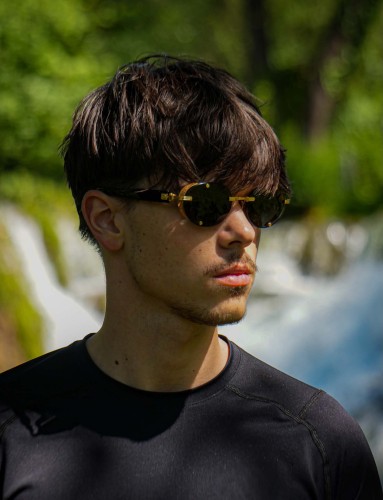Balmain BPS-153 MONSIEUR - A - 53 Lunettes de soleil Or, Noir Ovale