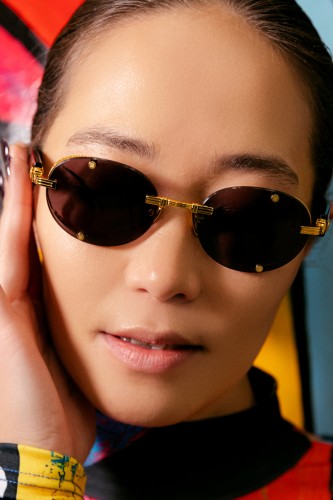 Balmain BPS-153 MONSIEUR - A - 53 Lunettes de soleil Or, Noir Ovale