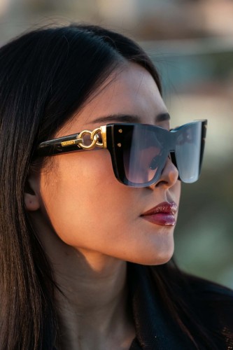 Balmain BPS-106 ARMOUR - A - 150 Lunettes de soleil Marron, Blanc Œil de chat
