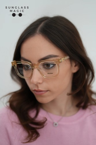 MIU MIU MU 06XV - 11T1O1 - 49 Cadres optiques Sable transparent Angulaire