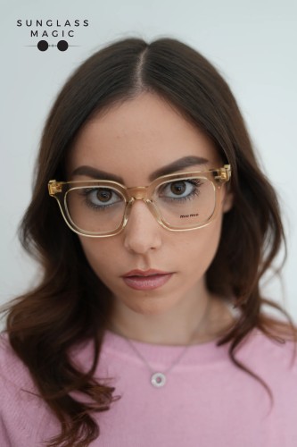 MIU MIU MU 06XV - 11T1O1 - 49 Cadres optiques Sable transparent Angulaire