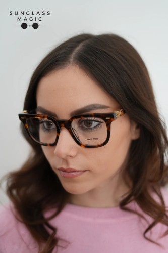 MIU MIU MU 06XV - VAU1O1 - 49 Cadres optiques Havane miel Angulaire