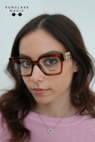 MIU MIU MU 04UV - 11Q1O1 - 52 Cadres optiques Tabac rayé Angulaire
