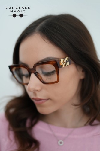 MIU MIU MU 04UV - 11Q1O1 - 52 Cadres optiques Tabac rayé Angulaire