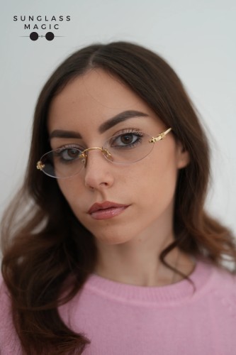 MIU MIU MU 53WV - ​5AK1O1 - ​53 Cadres optiques Or, Havane Ovale