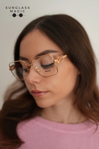 MIU MIU MU 51XV - ​ZVF1O1 - ​54 Cadres optiques Or rose, Havane Angulaire