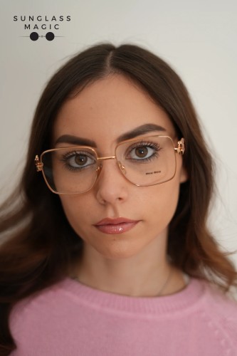 MIU MIU MU 51XV - ​ZVF1O1 - ​54 Cadres optiques Or rose, Havane Angulaire