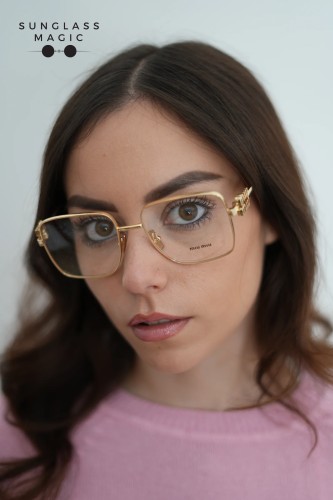 MIU MIU MU 51XV - ​5AK1O1 - ​54 Cadres optiques Or Angulaire
