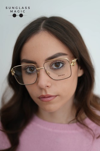 MIU MIU MU 51XV - ​KUI1O1 - ​54 Cadres optiques Noir, Or, Havane Angulaire