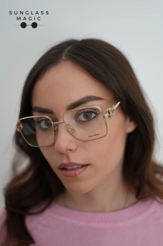 MIU MIU MU 51XV - ​ZVN1O1 - ​54 Cadres optiques Or, Havane Angulaire