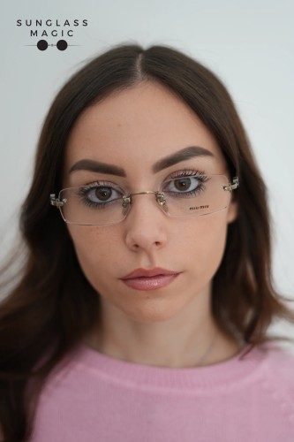 MIU MIU MU 50YV - 26C1O1 - 52 Cadres optiques Vieux or Rectangle