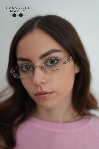 MIU MIU MU 50YV - 26C1O1 - 52 Cadres optiques Vieux or Rectangle