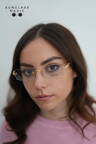 MIU MIU MU 50YV - 5AK1O1 - 52 Cadres optiques Or Rectangle