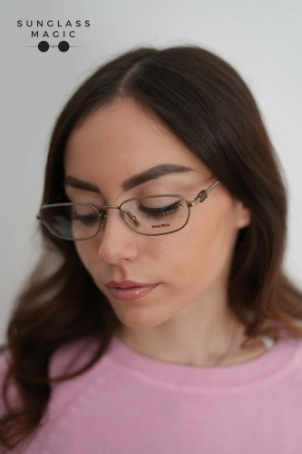 MIU MIU MU 52ZV - 26C1O1 - 53 Cadres optiques Vieux or Irrégulier