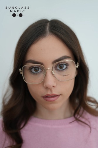 MIU MIU MU 51YV - ZVN1O1 - 53 Cadres optiques Or pâle Angulaire