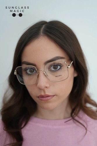 MIU MIU MU 51YV - ZVN1O1 - 53 Cadres optiques Or pâle Angulaire