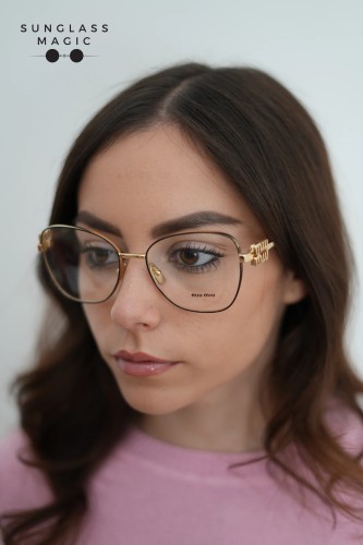 MIU MIU MU 50XV - ​KUI1O1 - ​56 Cadres optiques Noir, Or, Havane Papillon