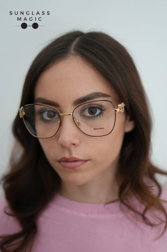 MIU MIU MU 50XV - ​KUI1O1 - ​56 Cadres optiques Noir, Or, Havane Papillon