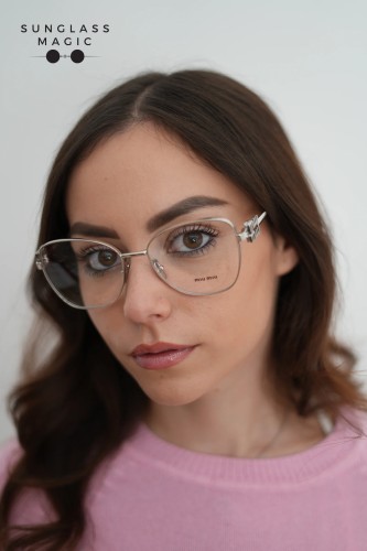 MIU MIU MU 50XV - ​1BC1O1 - ​56 Cadres optiques Argent Papillon