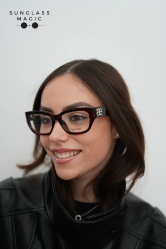 Balenciaga BB0363O - 002 - 54 Cadres optiques Marron, À motifs Angulaire