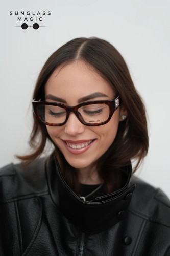 Balenciaga BB0363O - 002 - 54 Cadres optiques Marron, À motifs Angulaire
