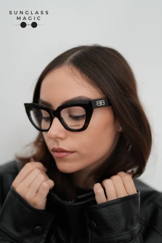Balenciaga BB0238O - 002 - 50 Cadres optiques Marron, À motifs Œil de chat