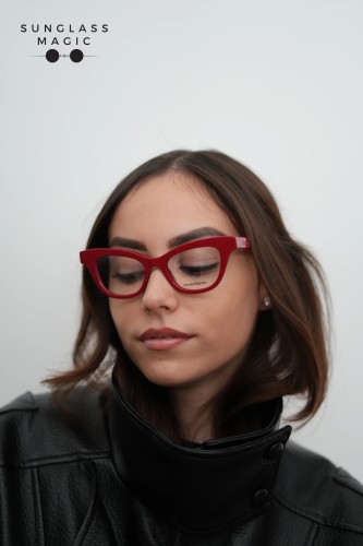 Alexander McQueen AM0381O - 003 - 47 Cadres optiques Rouge Œil de chat