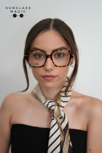 Fendi FE50144I - 056 - 54 Cadres optiques Havane Angulaire