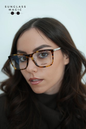 Saint Laurent SL345/F - 009 - 56 Cadres optiques Havane, Argent Carré