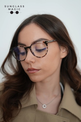 Tom Ford TF5575-B - 055 - 51 - AVEC DES VERRES À FILTRE ANTI LUMIÈRE BLEU-VIOLET Cadres optiques Havane Rond