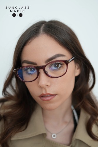 Tom Ford TF6075-D-B ECO - 069 - 50 - AVEC DES VERRES À FILTRE ANTI LUMIÈRE BLEU-VIOLET Cadres optiques Bordeaux Ovale