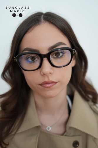 Tom Ford TF6005-D-B - 052 - 51 - AVEC DES VERRES À FILTRE ANTI LUMIÈRE BLEU-VIOLET Cadres optiques Havane foncé Angulaire
