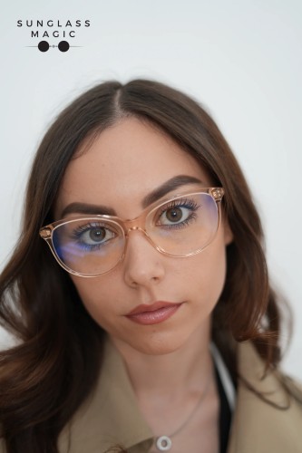 Tom Ford TF5544-B - 072 - 55 - AVEC DES VERRES À FILTRE ANTI LUMIÈRE BLEU-VIOLET Cadres optiques Marron Œil de chat