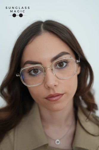 Tom Ford TF5911-B ECO - 093 - 53 - AVEC DES VERRES À FILTRE ANTI LUMIÈRE BLEU-VIOLET Cadres optiques Transparent, Marron Angulaire