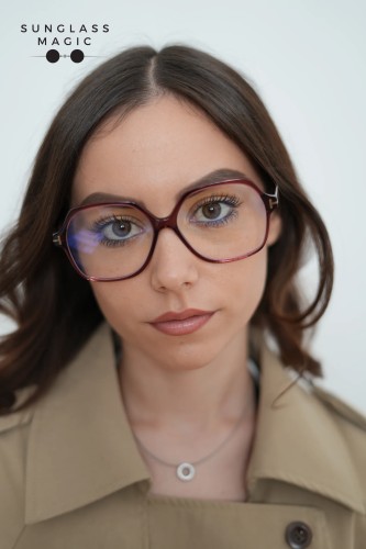 Tom Ford TF6062-B - 071 - 57 - AVEC DES VERRES À FILTRE ANTI LUMIÈRE BLEU-VIOLET Cadres optiques Bordeaux Angulaire