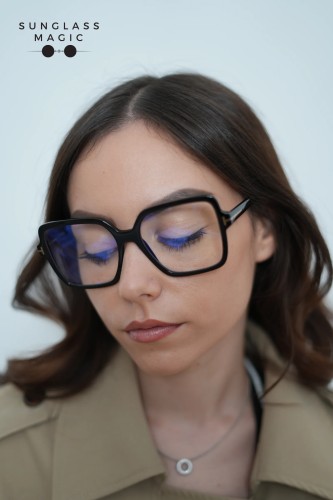 Tom Ford TF6063-B ECO - 001 - 56 - AVEC DES VERRES À FILTRE ANTI LUMIÈRE BLEU-VIOLET Cadres optiques Noir Angulaire