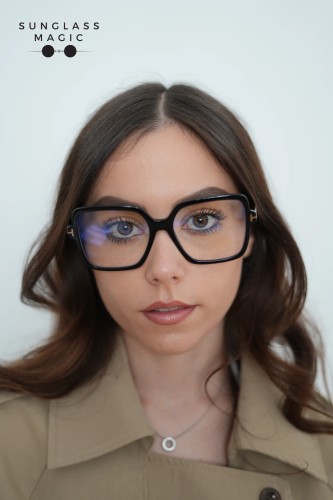 Tom Ford TF6063-B ECO - 001 - 56 - AVEC DES VERRES À FILTRE ANTI LUMIÈRE BLEU-VIOLET Cadres optiques Noir Angulaire