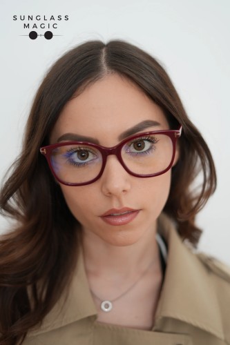 Tom Ford TF6089-B - 069 - 54 - AVEC DES VERRES À FILTRE ANTI LUMIÈRE BLEU-VIOLET Cadres optiques Bordeaux Coussin arrondi