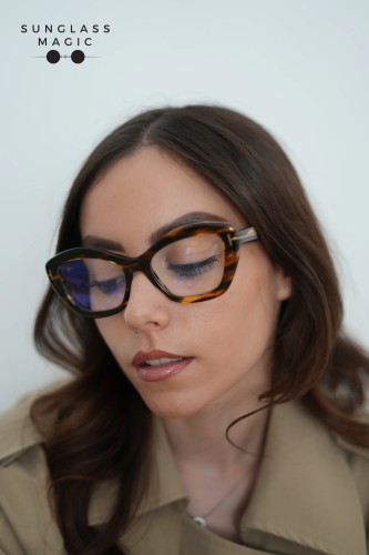 Tom Ford TF6044-B - 055 - 54 - AVEC DES VERRES À FILTRE ANTI LUMIÈRE BLEU-VIOLET Cadres optiques Havane Œil de chat
