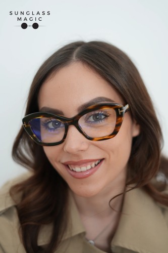 Tom Ford TF6044-B - 055 - 54 - AVEC DES VERRES À FILTRE ANTI LUMIÈRE BLEU-VIOLET Cadres optiques Havane Œil de chat